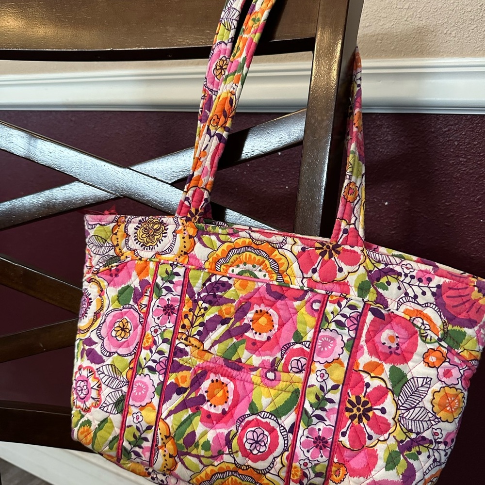 Vera Bradley Colorful Floral Tote Bag - Pink and Orange - Picture 1 of 6
